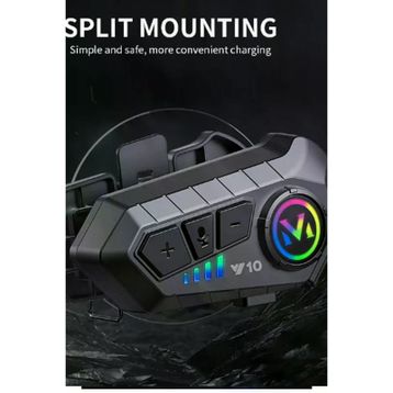 Beemen Siyah Y10 Su Geçirmez Bluetooth 5.3 Motosiklet Kablosuz Kask Kulaklık Intercom