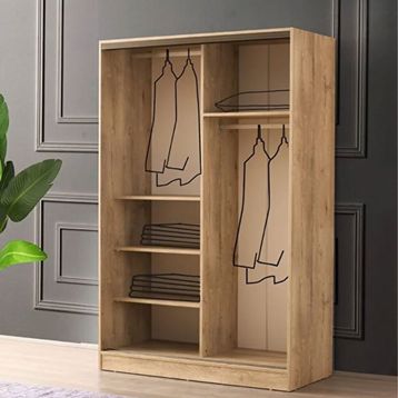 Beenal Venüs Sürgülü 135 cm Sonoma Ceviz Beyaz Gardırop