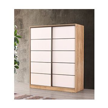 Beenal Venüs Sürgülü 180 cm Sonoma Ceviz Beyaz Gardırop