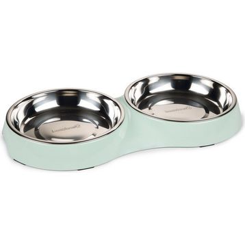 Beeztees 35x18x3 cm 2x420 ml 2'li Mint Paslanmaz Çelik Kedi Mama ve Su Kabı
