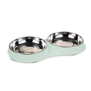 Beeztees 35x18x3 cm 2x420 ml 2'li Mint Paslanmaz Çelik Kedi Mama ve Su Kabı