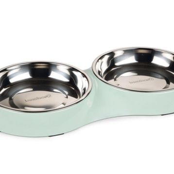 Beeztees 35x18x3 cm 2x420 ml 2'li Mint Paslanmaz Çelik Kedi Mama ve Su Kabı