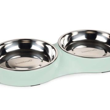 Beeztees 35x18x3 cm 2x420 ml 2'li Mint Paslanmaz Çelik Kedi Mama ve Su Kabı
