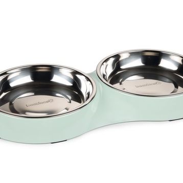 Beeztees 35x18x3 cm 2x420 ml 2'li Mint Paslanmaz Çelik Kedi Mama ve Su Kabı