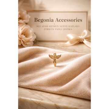 Begonia Accessories 925 Ayar Gümüş Zirkon Taşlı Gold Melek Hızma Piercing