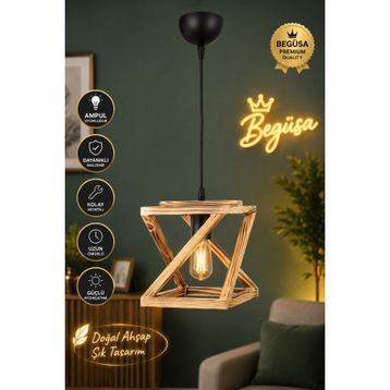Begüsa Kafes Tekli Ahşap Avize