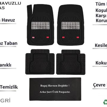 Beka Fiat Egea HB 2019 4D Havuzlu Yeni Nesil Universal Krom Gri Paspas