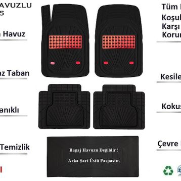 Beka Renault 9 Sedan 1990 4D Havuzlu Yeni Nesil Universal Kırmızı Paspas