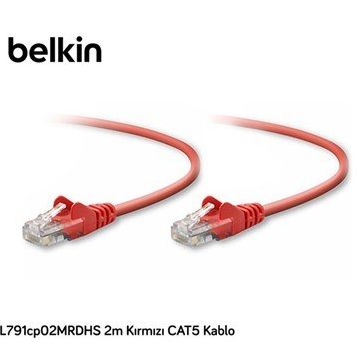 Belkin BLK-A3L791CP02MRDHS 2 m Kırmızı CAT5 Kablo