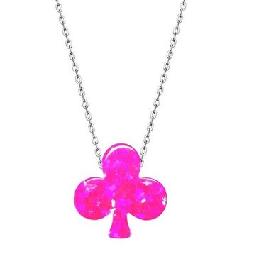 Bella Gloria GK00286 Pembe Opal Maça Gümüş Kolye