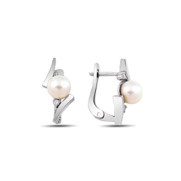 Bella Gloria GPE0030 Altın Kaplamalı İnci Tektaş Pırlanta Küpe