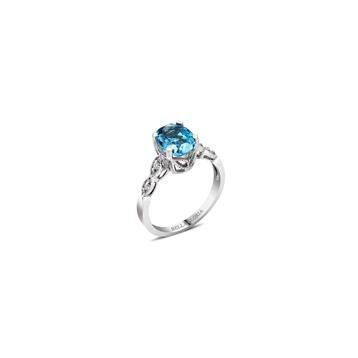 Bella Gloria GPY0024 Altın Kaplamalı Mavi Topaz Tektaş Pırlanta Yüzük