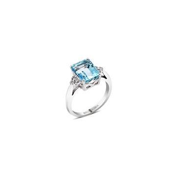 Bella Gloria GPY0029 Altın Kaplamalı Mavi Topaz Tektaş Pırlanta Yüzük