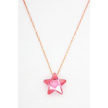 Bella Gloria TGK0044 Pembe Kristal Yıldız Rose Kadın Gümüş Kolye
