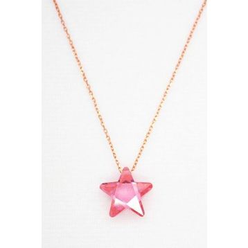 Bella Gloria TGK0044 Pembe Kristal Yıldız Rose Kadın Gümüş Kolye