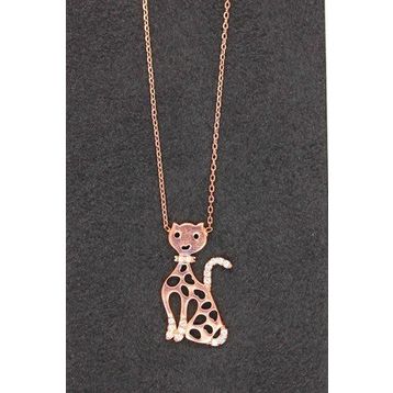 Bella Gloria TGK0096 Kedi Rose Kadın Gümüş Kolye