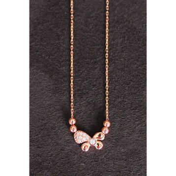 Bella Gloria TGK0125 Kelebek Rose Kadın Gümüş Kolye