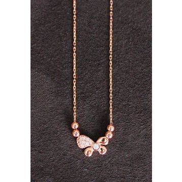 Bella Gloria TGK0125 Kelebek Rose Kadın Gümüş Kolye
