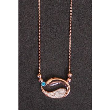 Bella Gloria TGK0146 Turkuaz Balık Rose Kadın Gümüş Kolye
