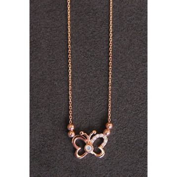 Bella Gloria TGK0154 Kelebek Rose Kadın Gümüş Kolye