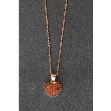 Bella Gloria TGK0282 Turuncu Kalp Rose Kadın Gümüş Kolye