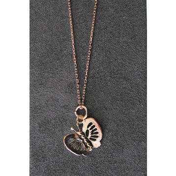 Bella Gloria TGK0299 Kelebek Rose Kadın Gümüş Kolye