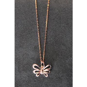 Bella Gloria TGK0300 Kelebek Rose Gümüş Kolye