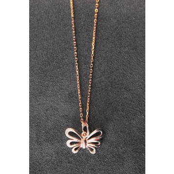 Bella Gloria TGK0300 Kelebek Rose Gümüş Kolye
