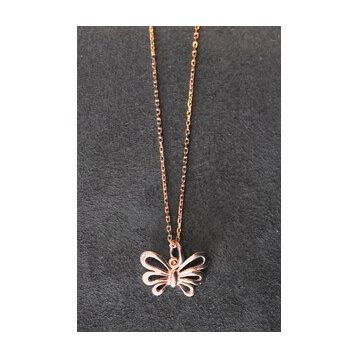 Bella Gloria TGK0300 Kelebek Rose Gümüş Kolye