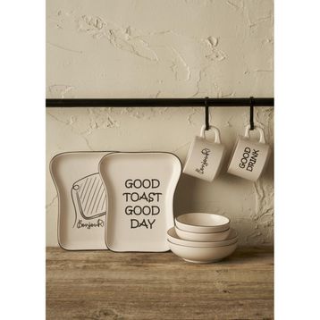 Bella Maison Toast 8 Parça 2 Kişilik Seramik Kahvaltı Takımı - Siyah