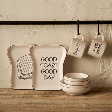 Bella Maison Toast 8 Parça 2 Kişilik Seramik Kahvaltı Takımı - Siyah