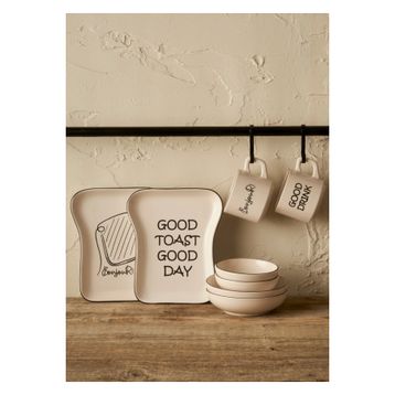 Bella Maison Toast 8 Parça 2 Kişilik Seramik Kahvaltı Takımı - Siyah