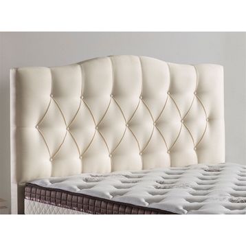 Belletto 160 cm Çift Kişilik Deluxe Lüx Krem Kumaş Başlık