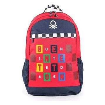 Benetton 03766 - Kırmızı - Lacivert Çift Bölmeli Okul Çantası