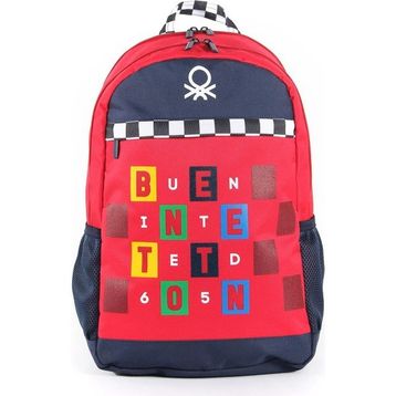 Benetton 03766 - Kırmızı - Lacivert Çift Bölmeli Okul Çantası
