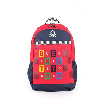 Benetton 03766 - Kırmızı - Lacivert Çift Bölmeli Okul Çantası