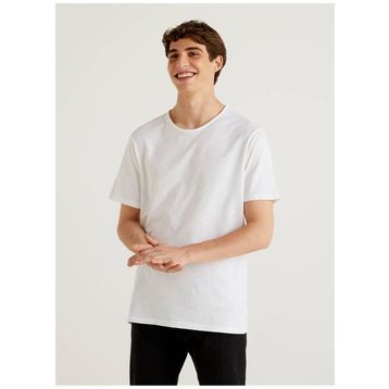 Benetton 123P3JE1J19A5 Bisiklet Yaka Beyaz Erkek T-Shirt