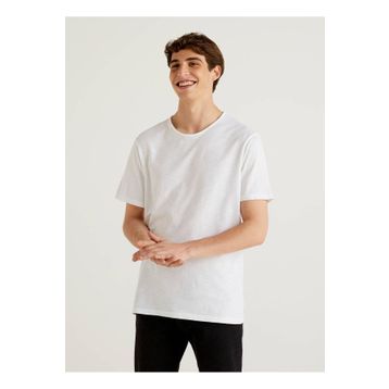 Benetton 123P3JE1J19A5 Bisiklet Yaka Beyaz Erkek T-Shirt