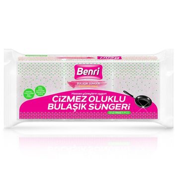 Benri 3 Adet Çizmez Oluklu Bulaşık Süngeri