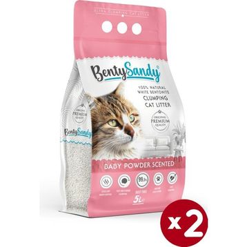 BentySandy Bebek Pudrası Kokulu Topaklanan 5x2 lt Kedi Kumu