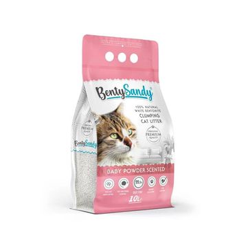 BentySandy Bebek Pudrası Kokulu Topaklanan İnce Taneli 10 lt Kedi Kumu