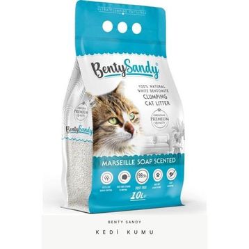 BentySandy Marsilya Sabunu Kokulu Topaklanan İnce Taneli 10 lt Kedi Kumu