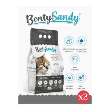 BentySandy Naturel Kokusuz Topaklaşan 2x10 lt Kedi Kumu