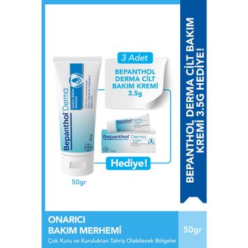 Bepanthol Derma 50 gr Cilt Bakım Kremi + 3x3.5 gr Onarıcı Bakım Merhemi