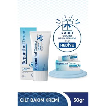 Bepanthol Derma 50 gr Cilt Bakım Kremi + 3x3.5 gr Onarıcı Bakım Merhemi