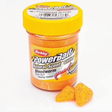 Berkley Powerbait Natural Glitter Trout Bait Bloodworm Fluorescent Orange Sahte Yem