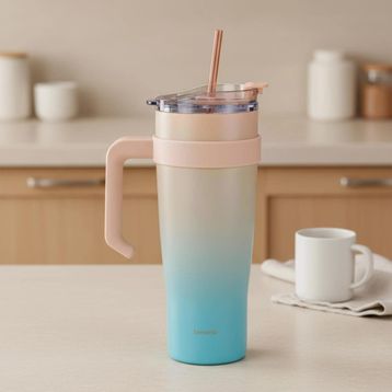 Bernardo Alto Turkuaz 1000 ml Pipetli Termos Bardak