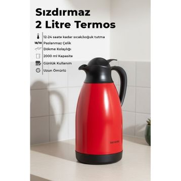 Bernardo Grandio Kırmızı 2 lt Çelik Termos