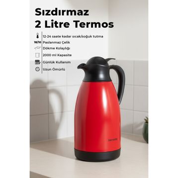 Bernardo Grandio Kırmızı 2 lt Çelik Termos