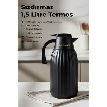 Bernardo Silva Siyah 1.5 lt Cam Termos